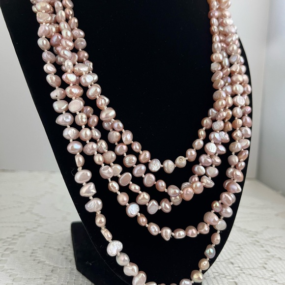 Baroque Blush Genuine Freshwater Pearl Necklace - Picture 5 of 12